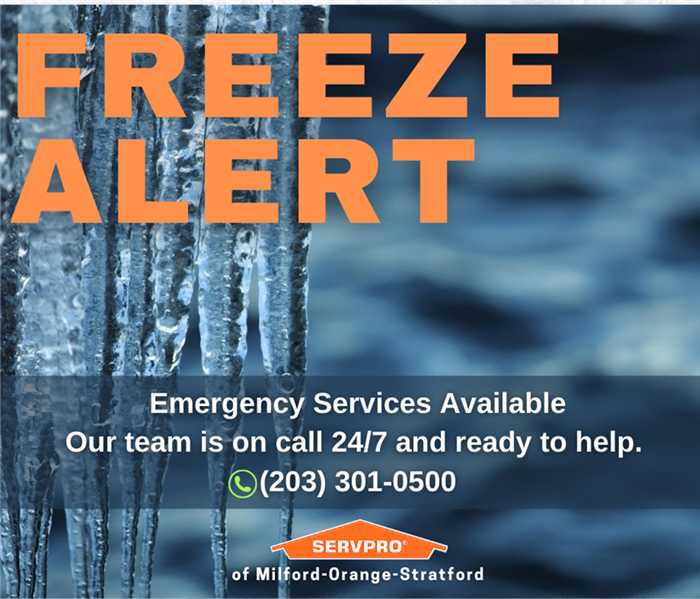graphic that says Freeze alert with a background of icicles